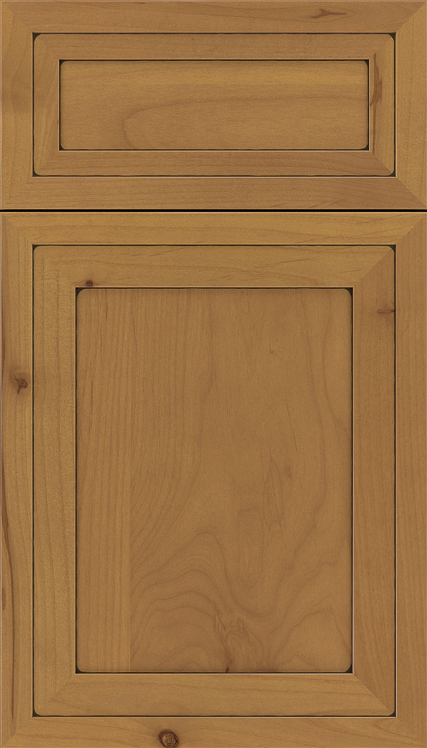 Asher 5pc Alder flat panel cabinet door in Ginger with Black glaze