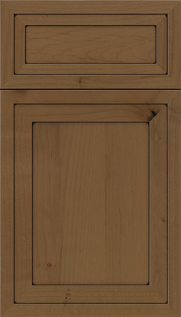 Asher 5pc Alder flat panel cabinet door in Tuscan with Black glaze