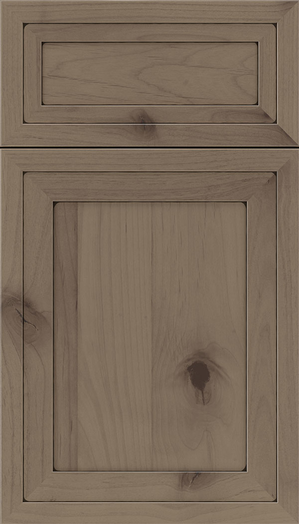 Asher 5pc Alder flat panel cabinet door in Winter with Black glaze
