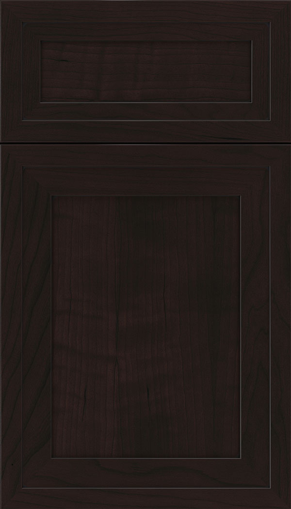 Asher 5pc Cherry flat panel cabinet door in Espresso with Black glaze