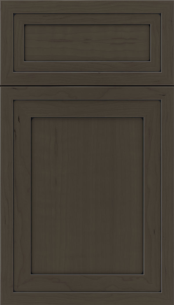 Asher 5pc Cherry flat panel cabinet door in Thunder with Black glaze