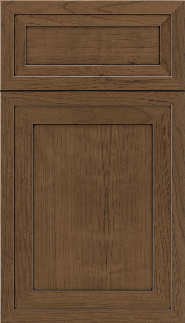 Asher 5pc Cherry flat panel cabinet door in Toffee with Mocha glaze