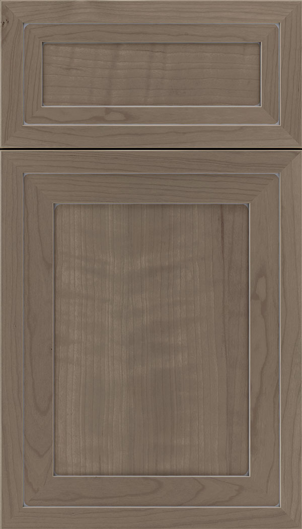 Asher 5pc Cherry flat panel cabinet door in Winter with Pewter glaze