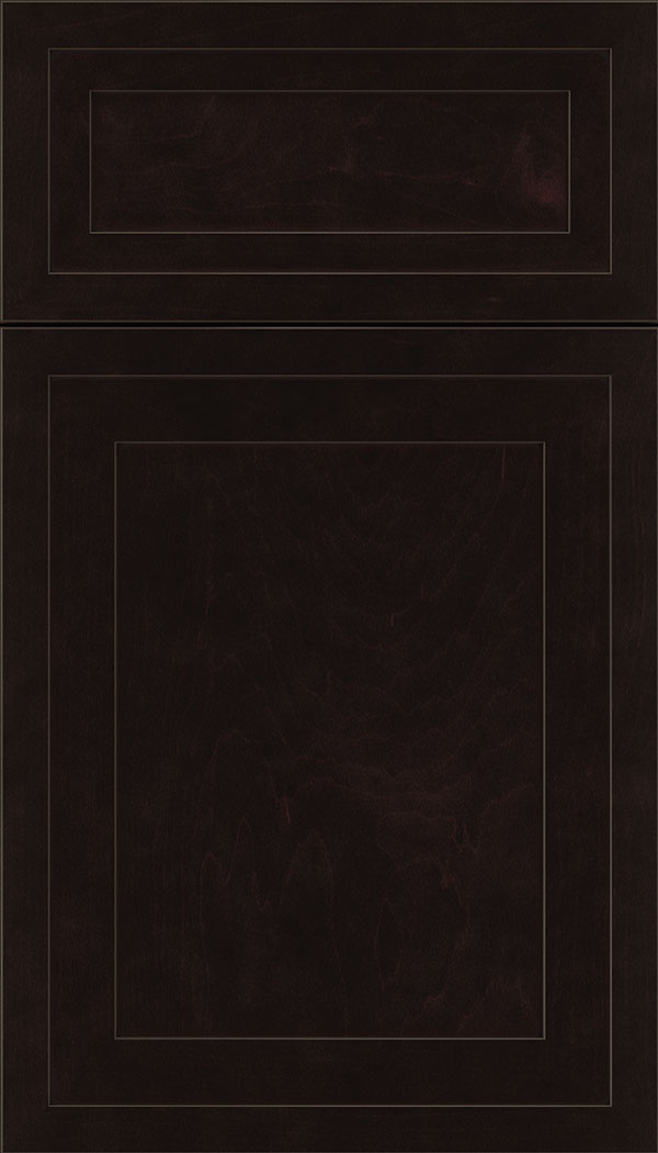 Asher 5pc Maple flat panel cabinet door in Espresso with Black glaze