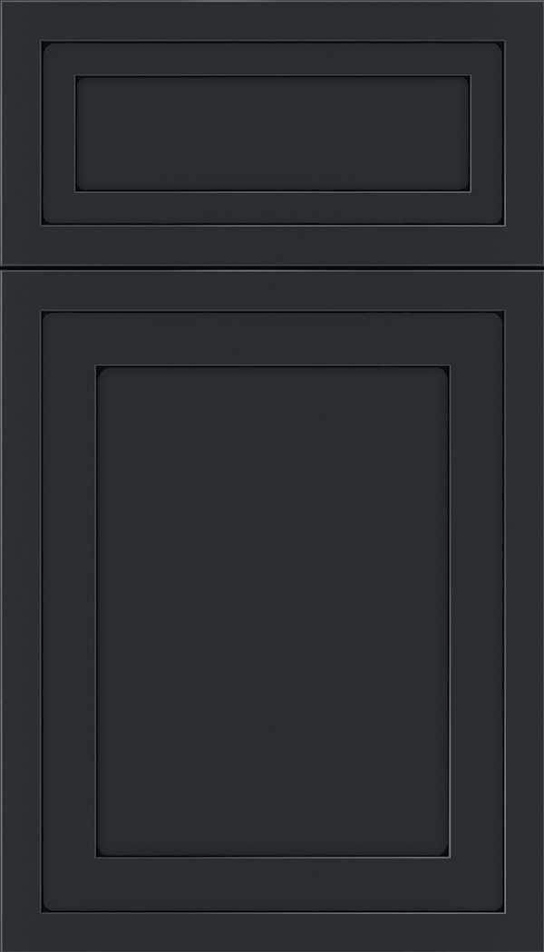 Asher 5pc Maple flat panel cabinet door in Gunmetal Blue with Black glaze