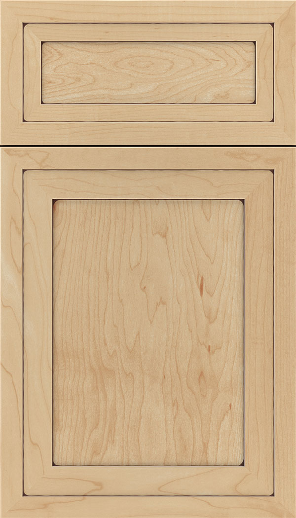 Asher 5pc Maple flat panel cabinet door in Natural with Mocha glaze