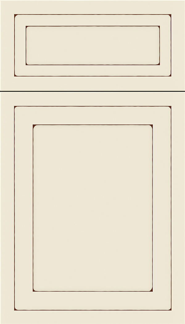 Asher 5pc Maple flat panel cabinet door in Seashell with Mocha glaze