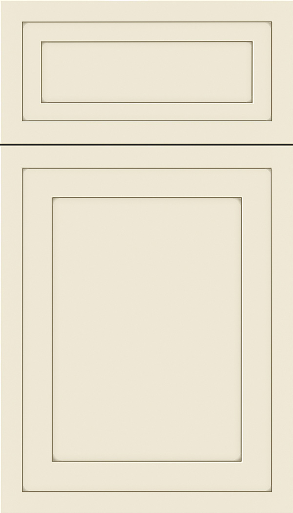 Asher 5pc Maple flat panel cabinet door in Seashell with Smoke glaze