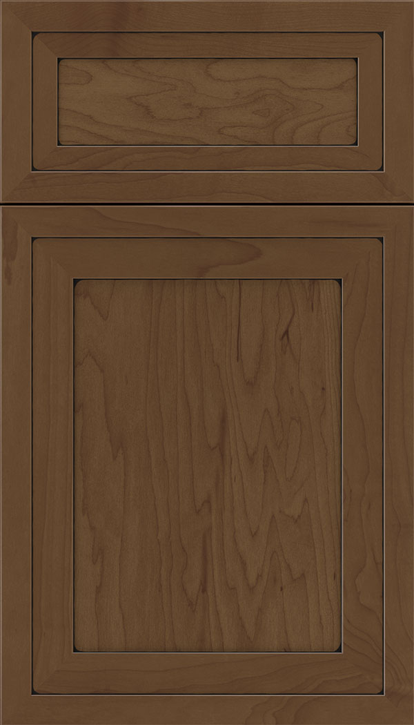 Asher 5pc Maple flat panel cabinet door in Sienna with Black glaze