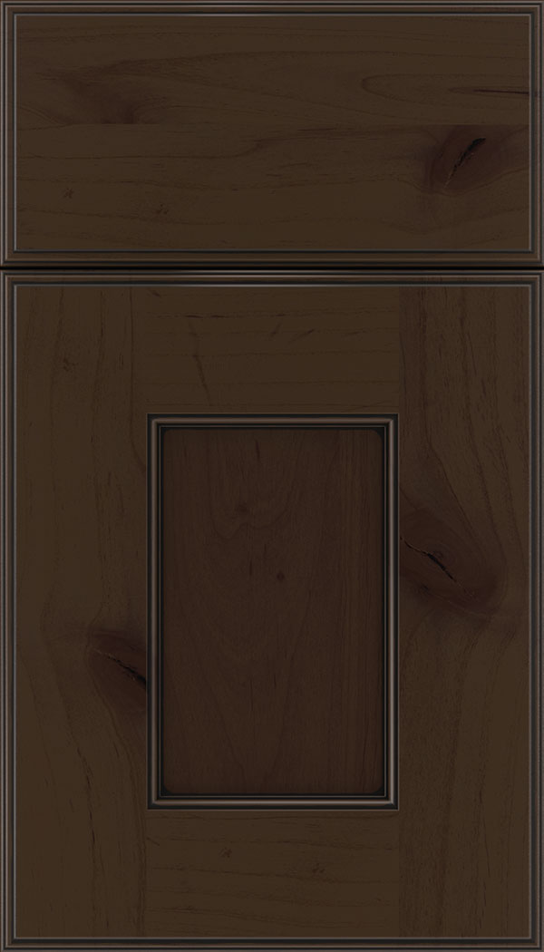 Berkeley Alder flat panel cabinet door in Cappuccino with Black glaze