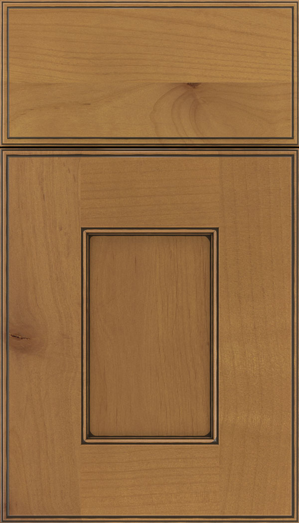 Berkeley Alder flat panel cabinet door in Ginger with Black glaze
