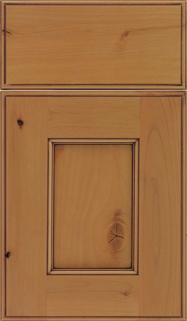 Berkeley Alder flat panel cabinet door in Ginger with Mocha glaze