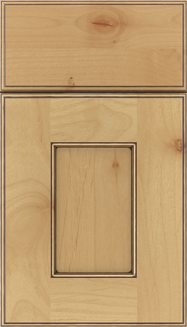 Berkeley Alder flat panel cabinet door in Natural with Mocha glaze