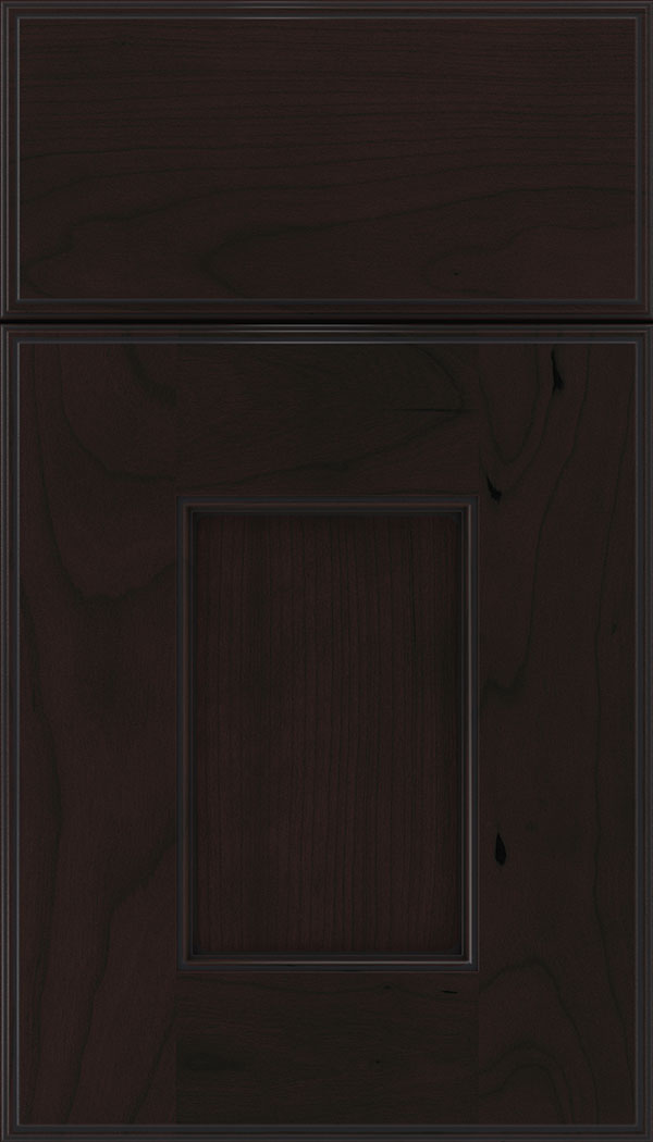 Berkeley Cherry flat panel cabinet door in Espresso with Black glaze