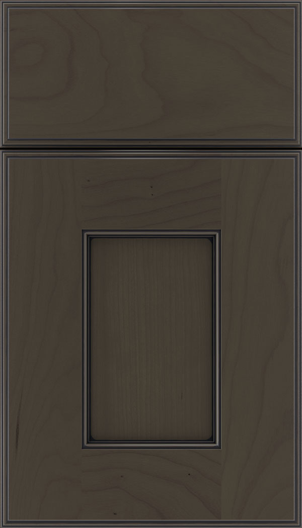 Berkeley Cherry flat panel cabinet door in Thunder with Black glaze