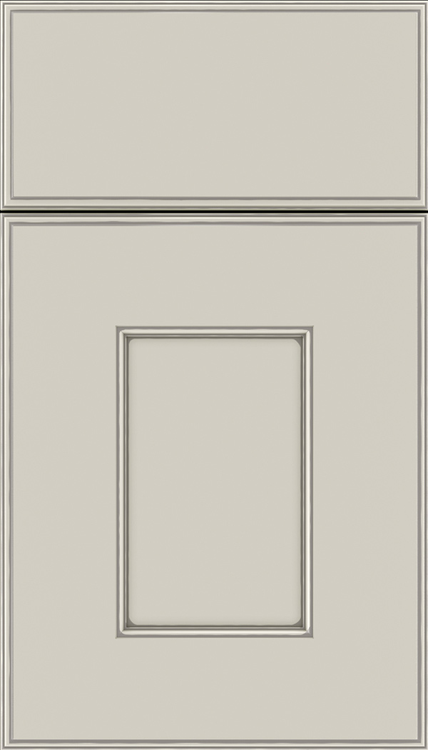 Berkeley Maple flat panel cabinet door in Cirrus with Pewter glaze