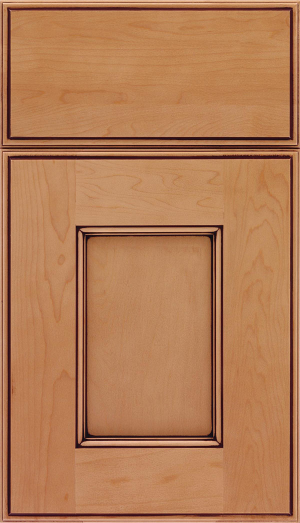 Berkeley Maple flat panel cabinet door in Ginger with Mocha glaze