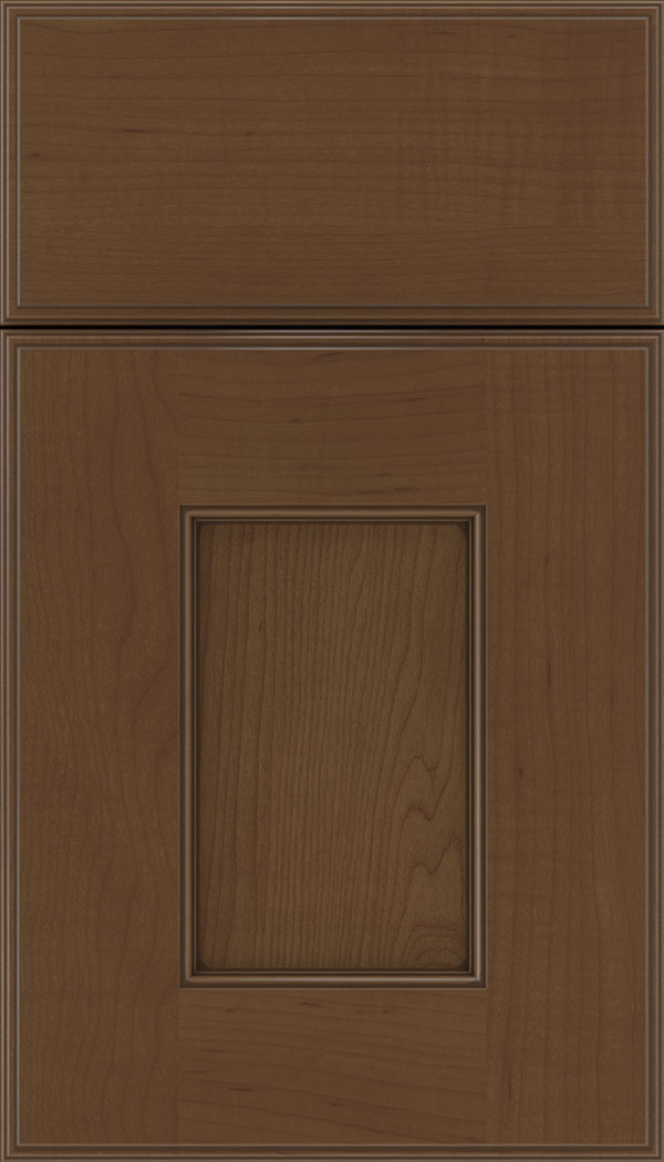 Berkeley Maple flat panel cabinet door in Sienna with Mocha glaze 
