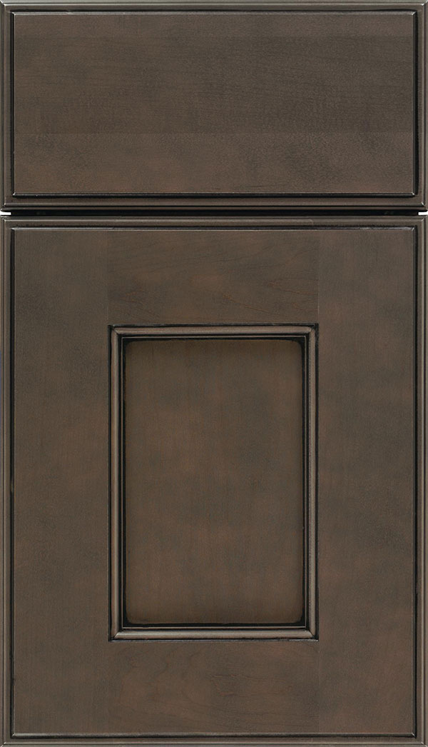 Berkeley Maple flat panel cabinet door in Thunder with Black glaze