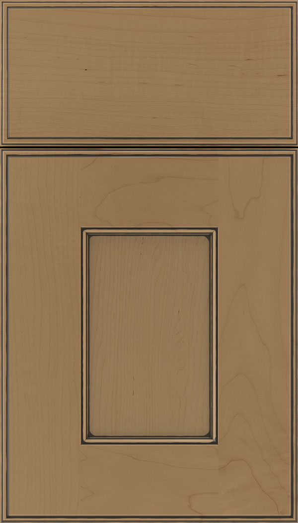 Berkeley Maple flat panel cabinet door in Tuscan with Black glaze 