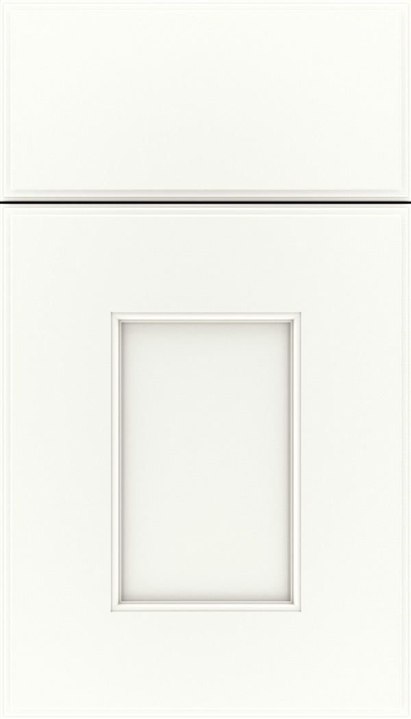Berkeley Maple flat panel cabinet door in Whitecap