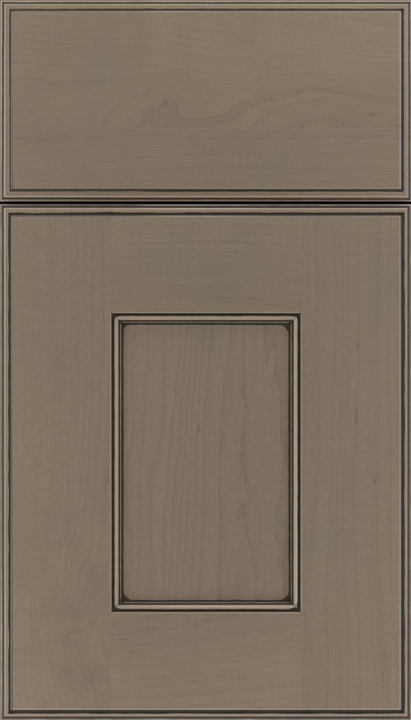 Berkeley Maple flat panel cabinet door in Winter with Black glaze
