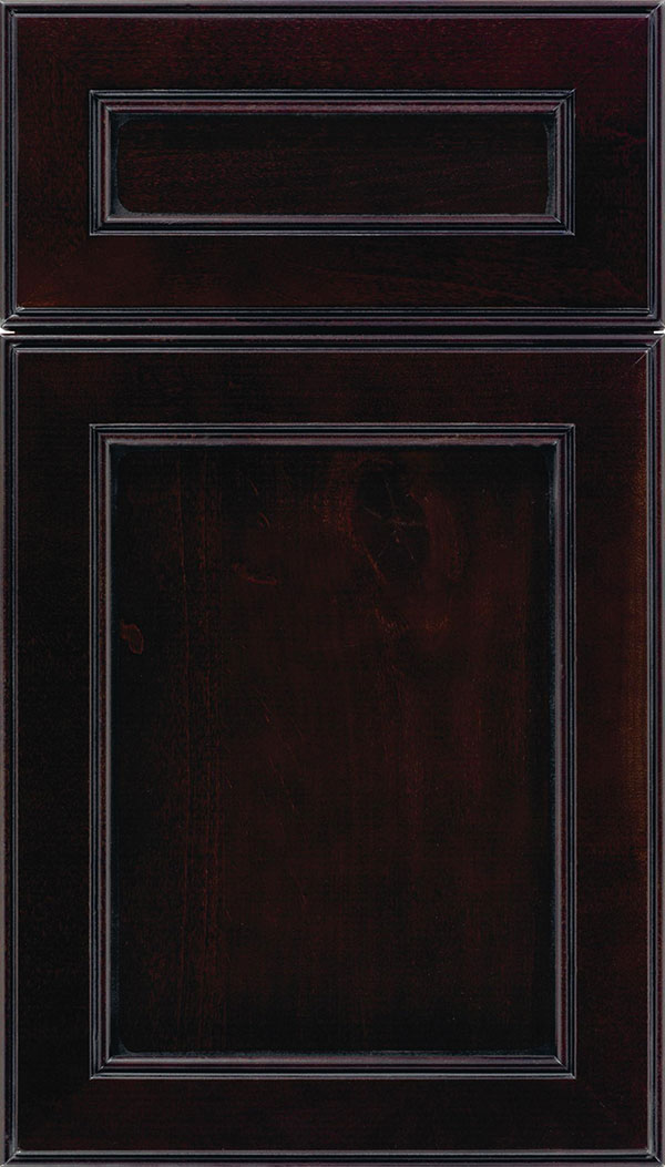 Chelsea 5pc Alder flat panel cabinet door in Espresso with Black glaze