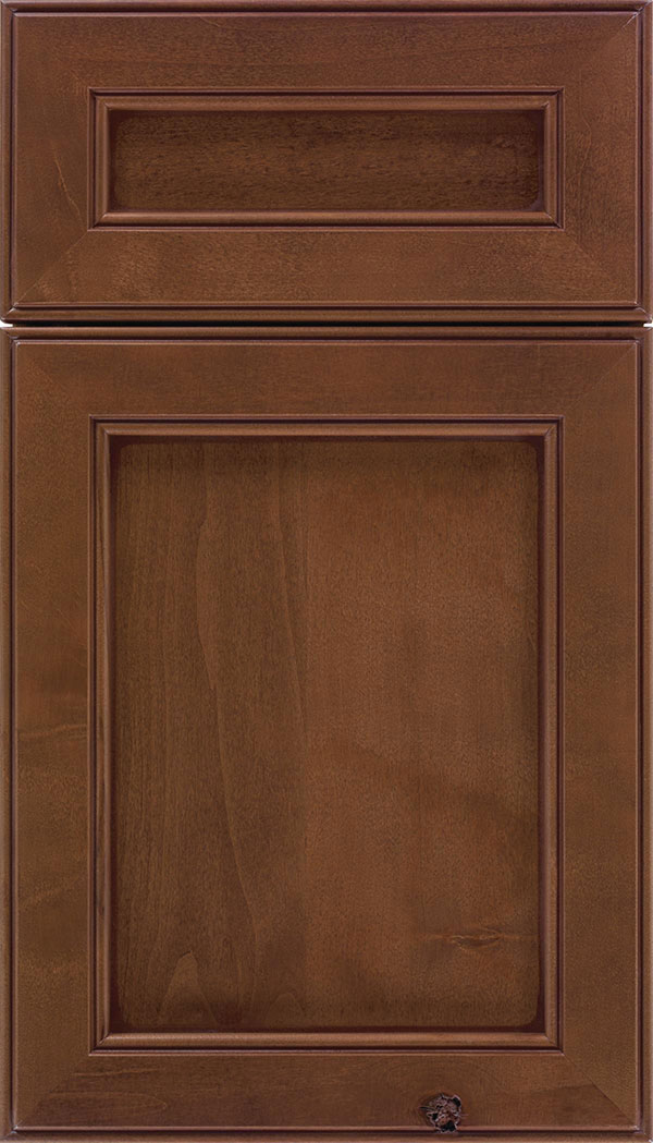 Chelsea 5pc Alder flat panel cabinet door in Sienna with Mocha glaze