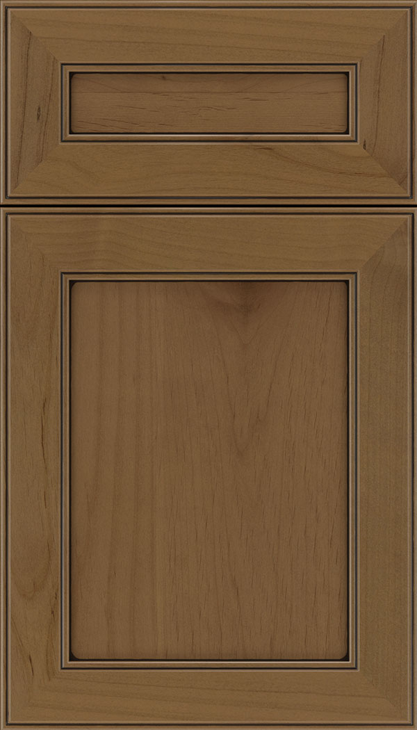 Chelsea 5pc Alder flat panel cabinet door in Tuscan with Black glaze