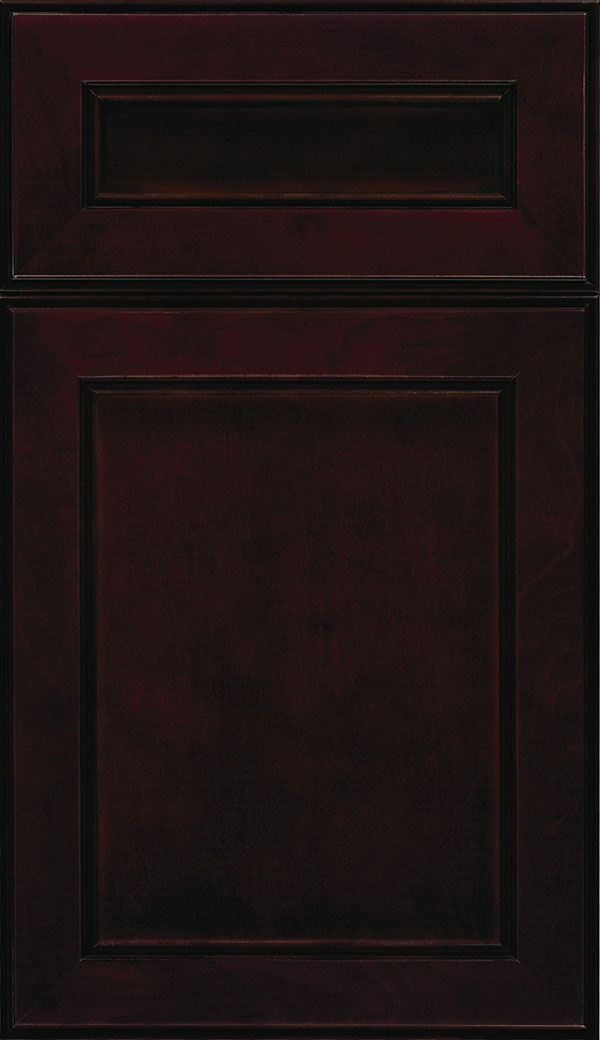 Chelsea 5-Piece Cherry flat panel cabinet door in Espresso with Black glaze