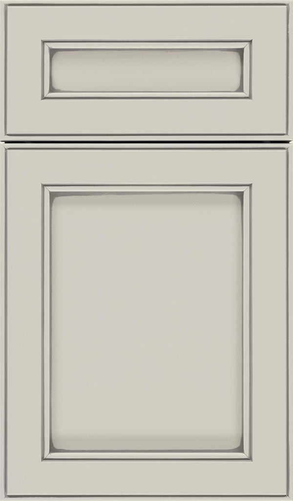 Chelsea 5pc Maple flat panel cabinet door in Cirrus with Pewter glaze