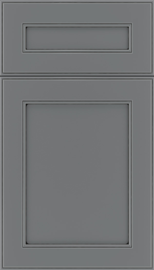 Chelsea 5pc Maple flat panel cabinet door in Cloudburst with Black glaze