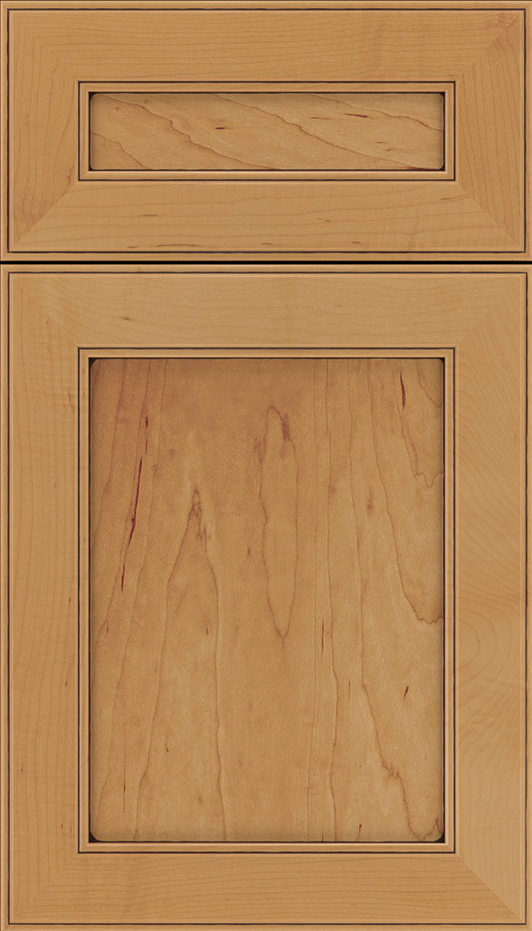 Chelsea 5pc Maple flat panel cabinet door in Ginger with Mocha glaze