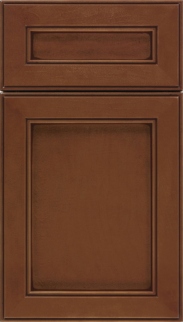 Chelsea 5pc Maple flat panel cabinet door in Sienna with Mocha glaze