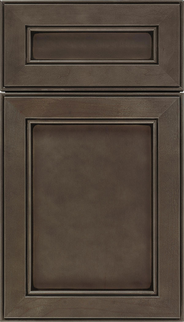 Chelsea 5pc Maple flat panel cabinet door in Thunder with Black glaze