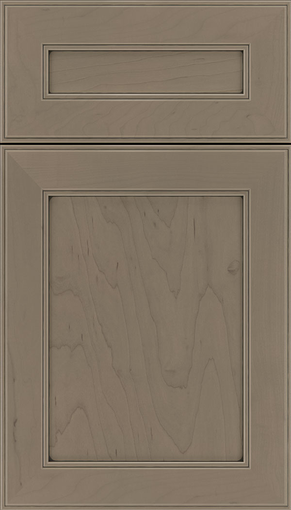 Chelsea 5pc Maple flat panel cabinet door in Winter with Black glaze