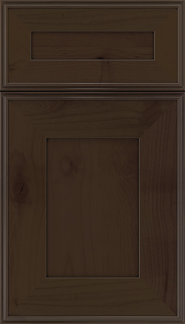 Elan 5pc Alder flat panel cabinet door in Cappuccino with Black glaze