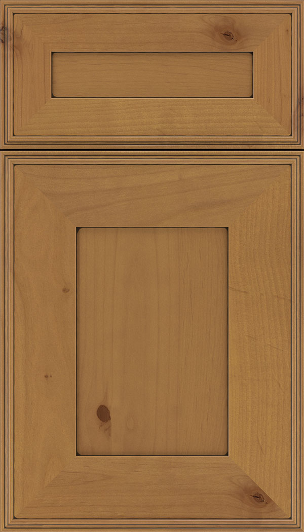 Elan 5pc Alder flat panel cabinet door in Ginger with Black glaze