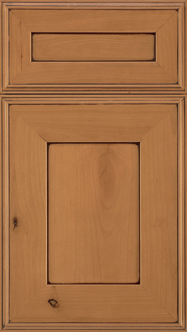 Elan 5-Piece Alder flat panel cabinet door in Ginger with Mocha glaze