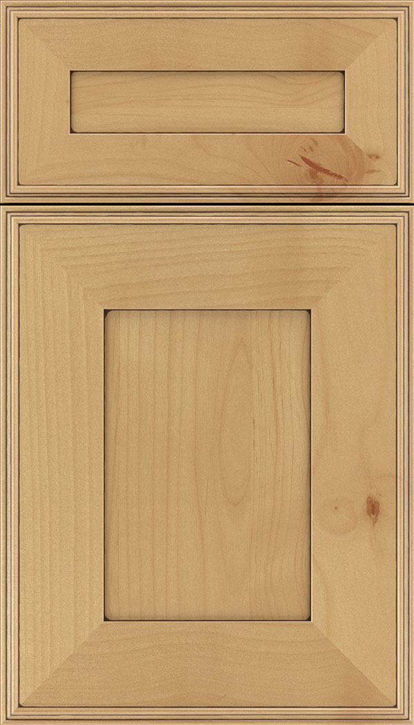 Elan 5pc Alder flat panel cabinet door in Natural with Mocha glaze
