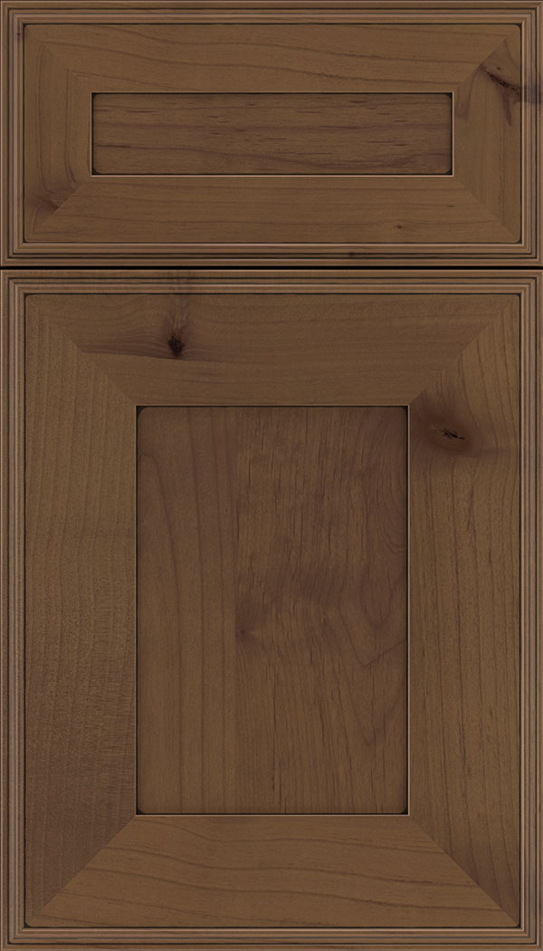 Elan 5pc Alder flat panel cabinet door in Sienna with Black glaze