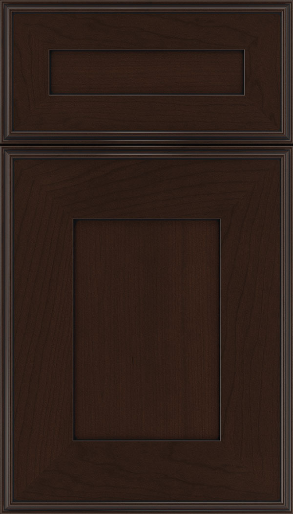 Elan 5pc Cherry flat panel cabinet door in Cappuccino with Black glaze