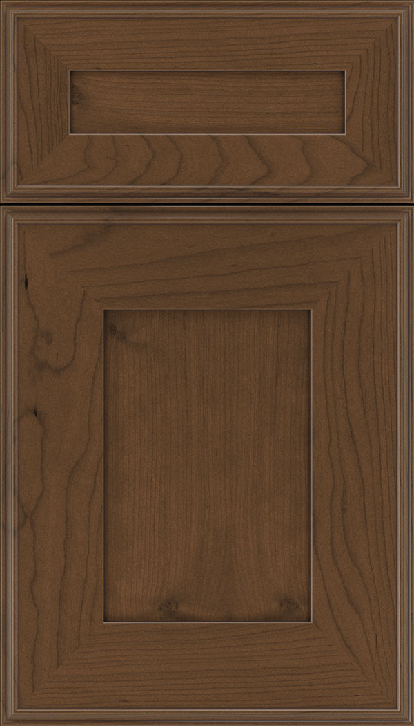 Elan 5pc Cherry flat panel cabinet door in Sienna with Mocha glaze