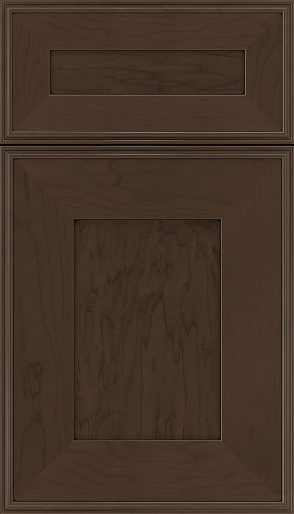 Elan 5pc Maple flat panel cabinet door in Cappuccino with Black glaze