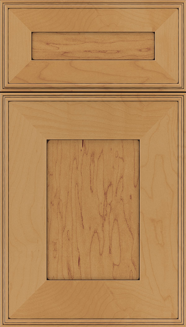 Elan 5pc Maple flat panel cabinet door in Ginger with Black glaze