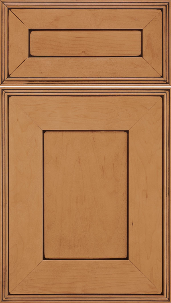 Elan 5pc Maple flat panel cabinet door in Ginger with Mocha glaze