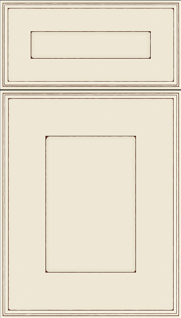 Elan 5pc Maple flat panel cabinet door in Seashell with Mocha glaze