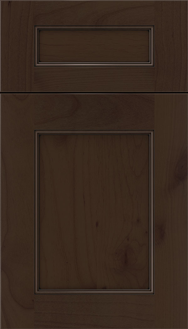 Lexington 5pc Alder recessed panel cabinet door in Cappuccino with Black glaze