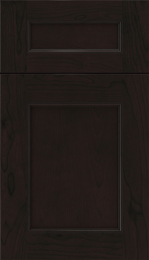 Lexington 5pc Cherry recessed panel cabinet door in Espresso with Black glaze