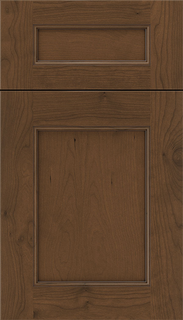 Lexington 5pc Cherry recessed panel cabinet door in Sienna with Mocha glaze